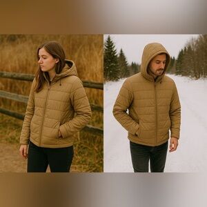 Old Navy Tan Hooded Puffer Jacket Men’s Large